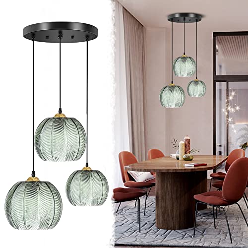Suspension luminaire verre vert moderne lustre réglable plafond salon