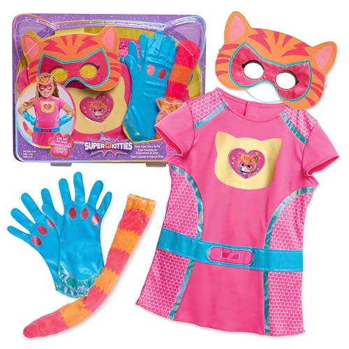 Disney Junior SuperKitties Ginny Dress Up Costume Set, 5-Piece Superhero Role Play Outfit with Mask, Gloves & Tail, Size 4â€“6X, Kids Ages 3 and Up by Just Play, Kids Toys for Ages 3 Up by Just Play