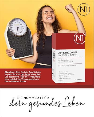 N1 Appetitzügler FORTE - Medizinprodukt zur Behandlung von starkem Übergewicht - Diät, Appetitzügler stark schnelles Abnehmen, Abnehmen Tabletten schnell, 42 Kapseln