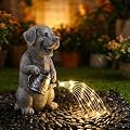 Lavezee Solar Garden Decor Dog Statues Outdoor, Dog Garden Statue 9.8‘’ for Yard Decorations Outdoor, Ideal Gifts for Mom Dad Dog Lovers Birthday Housewarming Present