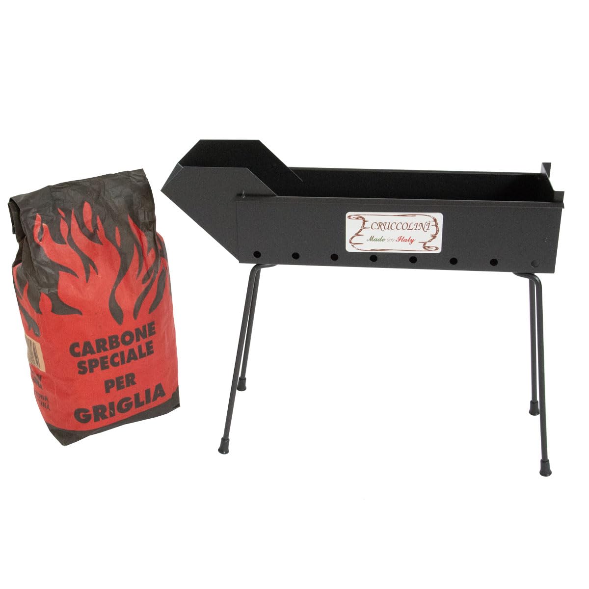 CRUCCOLINI BA12 Barbacoa arrosticini a carbón, Negro, 50 x 13 x 43 cm