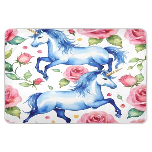 CEBUGI 34” x 52”Washable Underpads Heavy Absorbency Waterproof Incontinence Bed Pads Blue Horse Pee Pads for Adults Kids and Baby