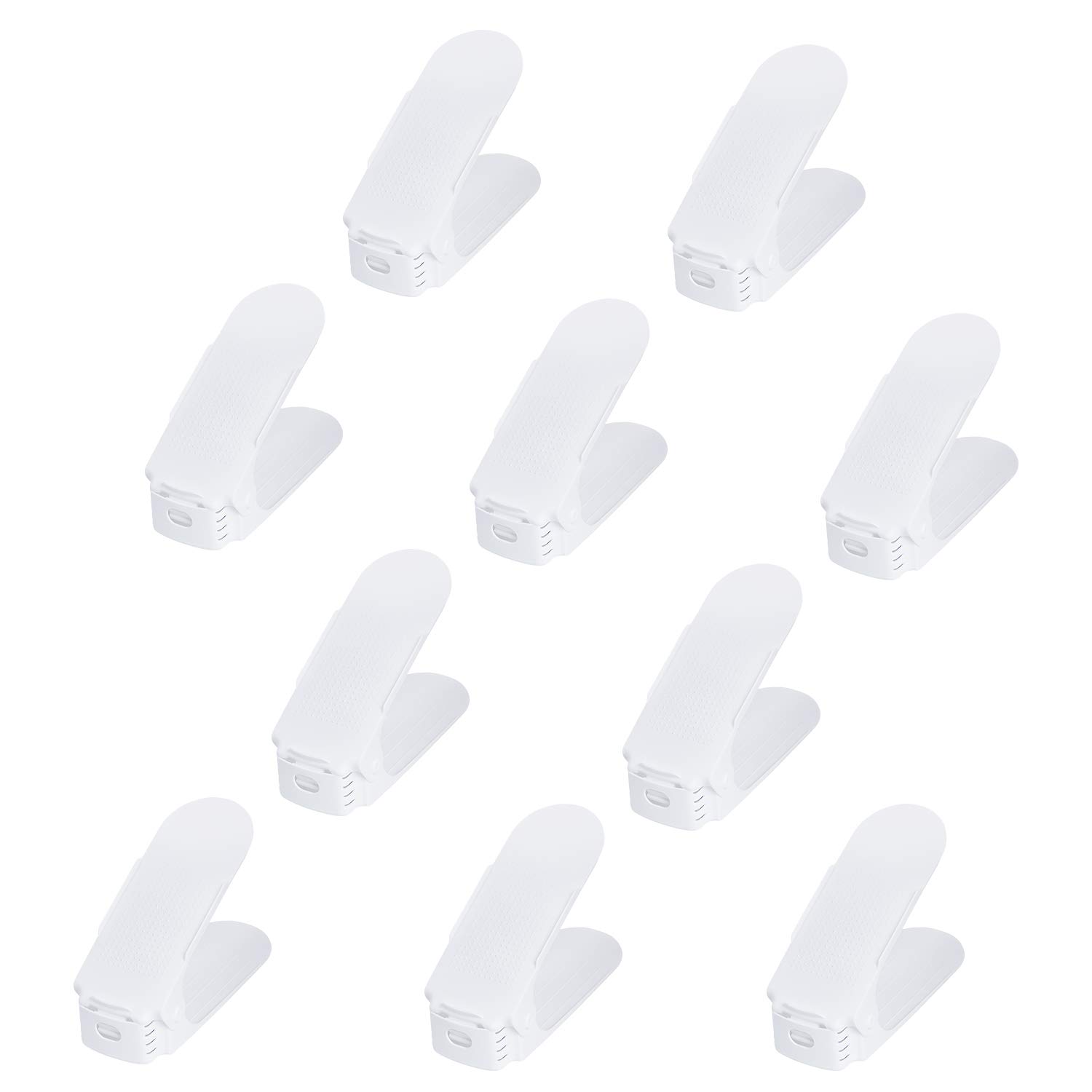 VA-Cerulean 10 Stück Einstellbare Schuhregale,PP Doppelschicht Schuhe Organizer,rutschfest Schuhstapler,3 Höhenverstellbar,Platzsparend(Schwarz, 10 Stück)