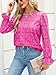 CUPSHE Women Eyelet Long Sleeve Tops Shirts Dressy Hollow Out Crochet Lace Embroidered Blouses 2025 Fashion Top Fuchsia XS