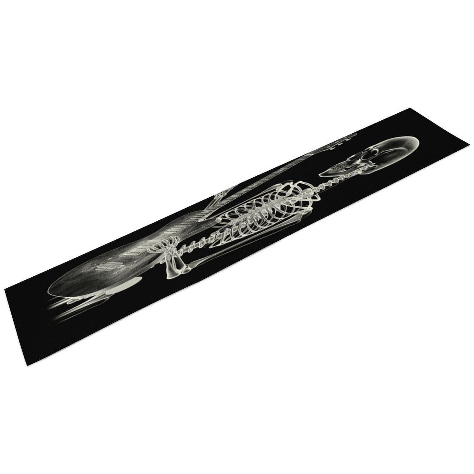 Abstract X-ray Skull Skeleton Playing Guitar Table Runner Coffee Table Runner for Living Room Washable Farmhouse Kitchen Island Counter Decor for Dining Table Kitchen Party Wedding Home Decor