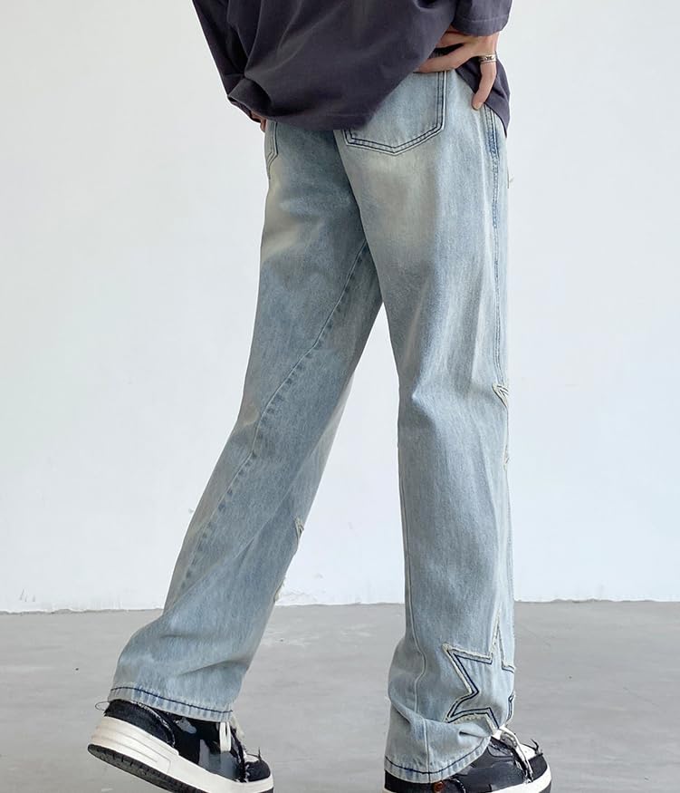 Jeans for Women Men Y2K Star Baggy Jeans Grunge High Waisted Straight Leg Jeans Vintage Cargo Pants 90s Streetwear4