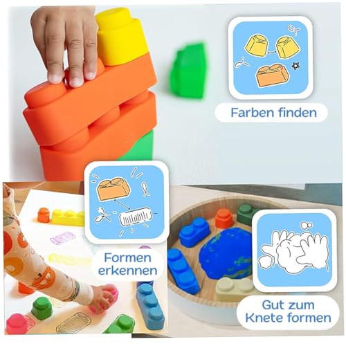 GERARDO'S Motorikspielzeug Bunte Weiche Bausteine zum Stapeln und Türme Bauen - Bauklötze für 6 Monate Oder Mehr, für Kreativität und Spielerisches Lernen, BPA-FREI (Blocks, 10, Stück)