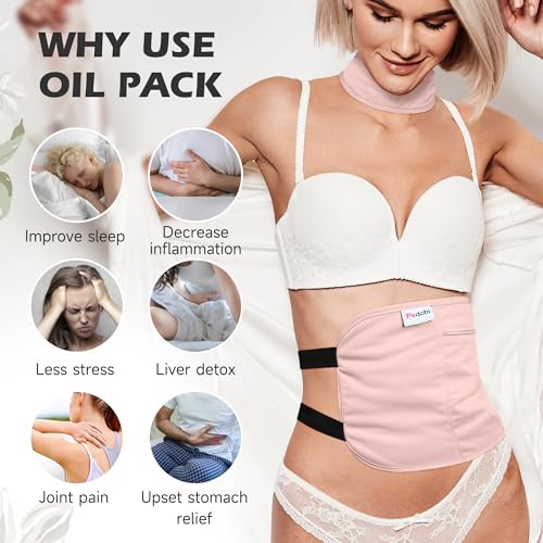 Image of 2 Pcs Castor Oil Pack Wrap, Organic Cotton Castor Oil Wrap for Neck, Liver Detox, Insomnia, Constipation