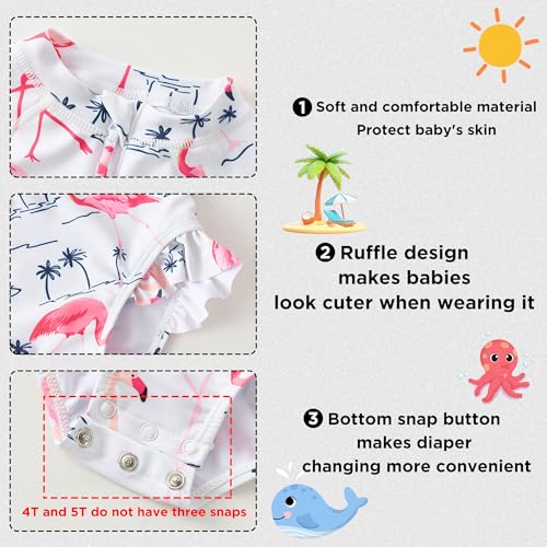 Image of UMELOK Baby Girls One Piece Swimsuit Infant Bathing Suit Long Sleeve Rash Guard Swimwear with UPF 50+ Sun Protection