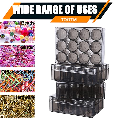 Image of Bead Organizer 12 Grids X 4 Pack Storage Containers and Storage, Round Storage Containers for Organizing, Lego Jewelry Nail Seed Stud Perler Small Parts Storage Organizers Container with Lids