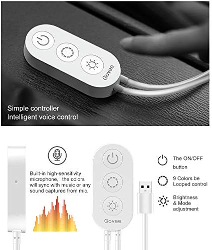 Govee LED TV Backlight APP Control, Music Sensor RGB LED Strip Lights 6.56FT for 40-60in TV, 20 Color Changing 5050 LEDs Accent Strip Lighting Waterproof TV Lights, USB Powered