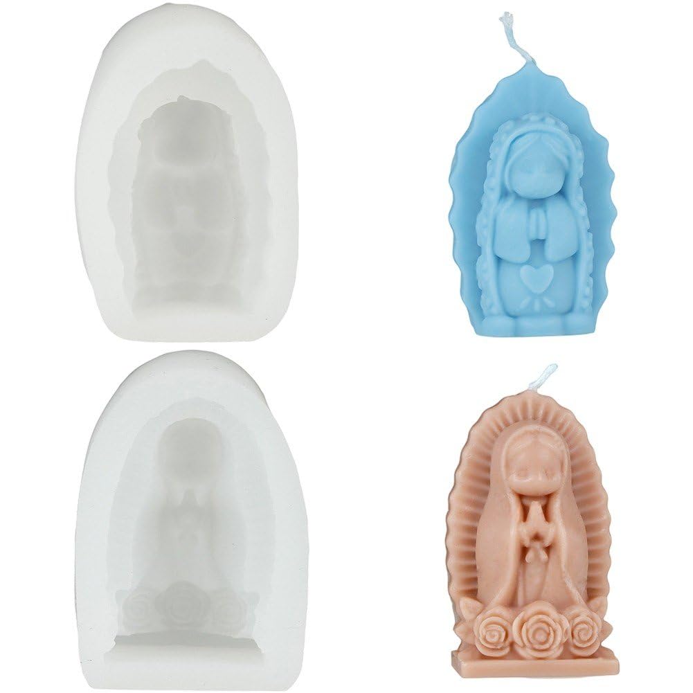 Sslvya Silicone Candle Mould, Girl Praying Silicone Molds for Candle Making, Handmade Aromatherapy Candles Soap Fondant Cake Epoxy Resin Molds