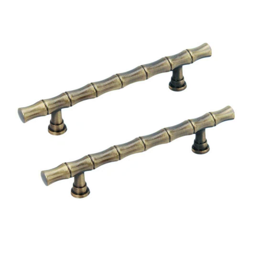 Fbshop(Tm) Metals 2Pcs Vintage Style Bamboo Antique Brass Drawer Handles Knobs Dresser Cabinet Cupboard Wardrobe Pull Handles Door Knobs