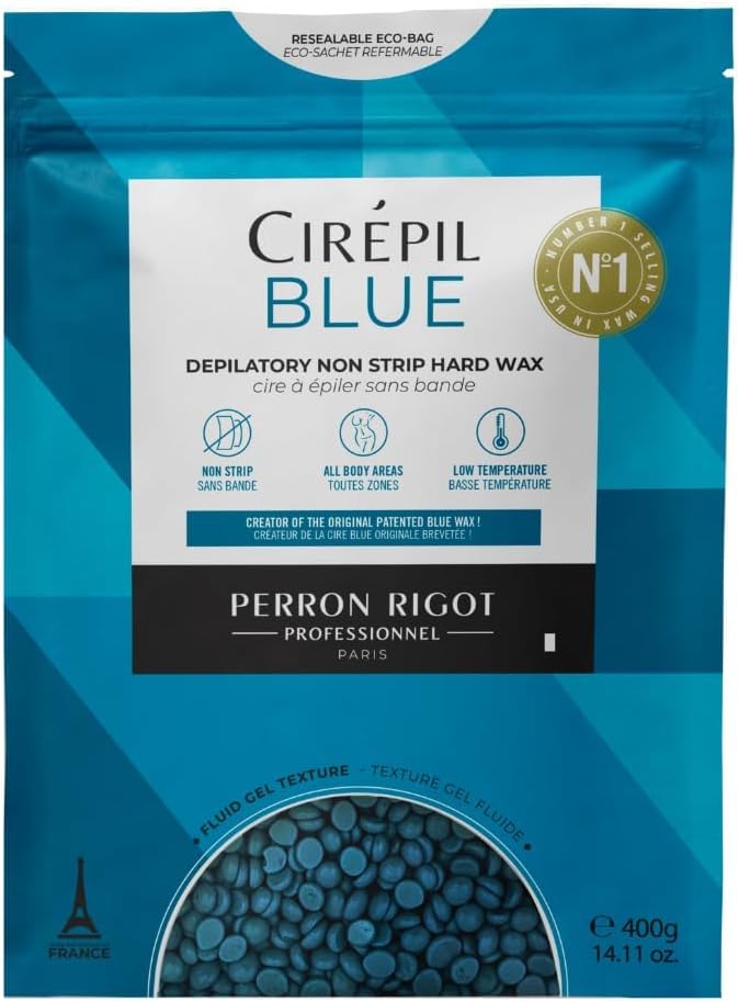 Blue 400g Unscented All-Purpose Wax Beads - Perfect for Sensitive Skin, Easy Removal Peel-Off Texture, Fluid Gel, NO STRIP NEEDED