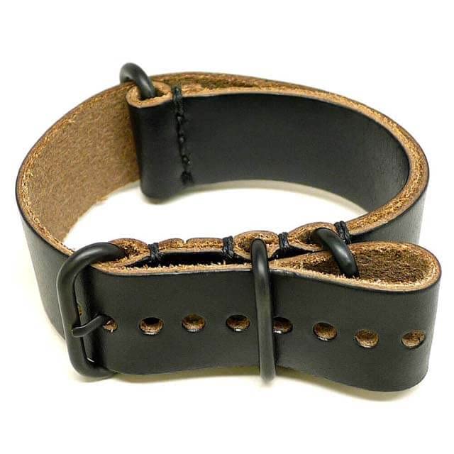 Da Luca Military Watch Strap - Black Chromexcel (PVD Buckle) : 22mm