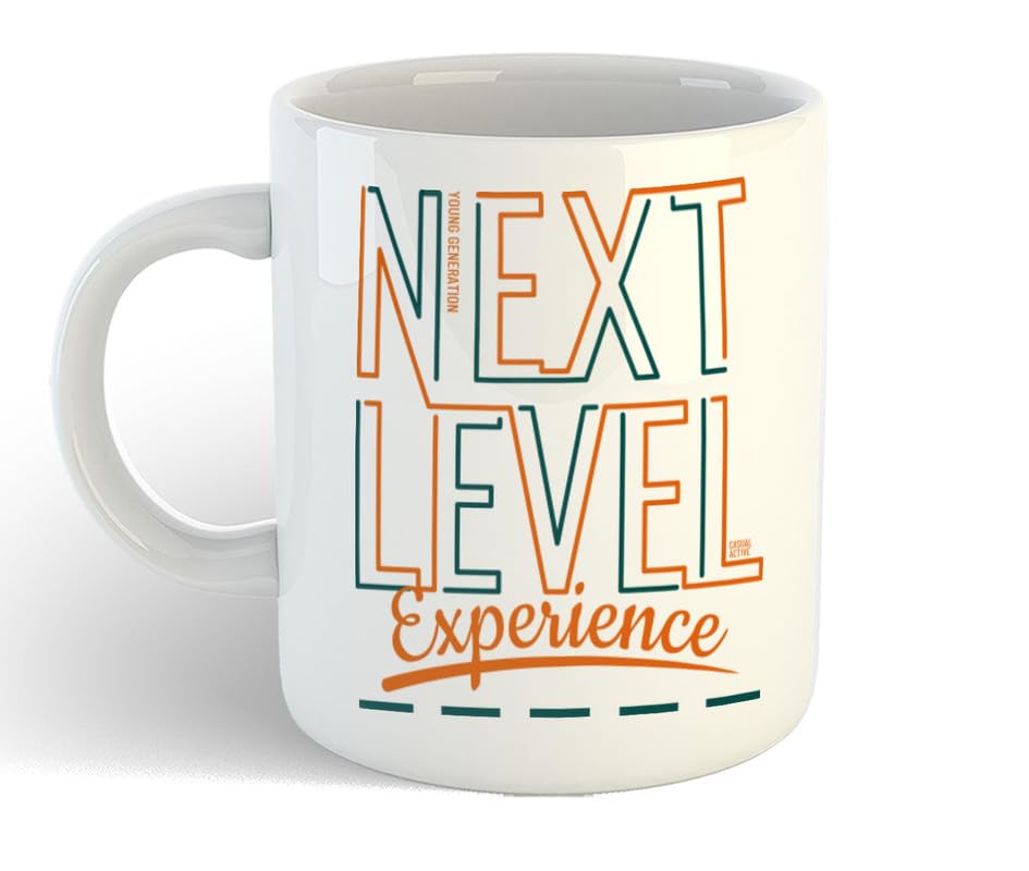OVIENTA Printed Ceramic Coffee Mug, Next Level Experience, Gift for Parents, Sister, Brother, Friends, Boy, Girl 325ML(11Oz), 1001-WH