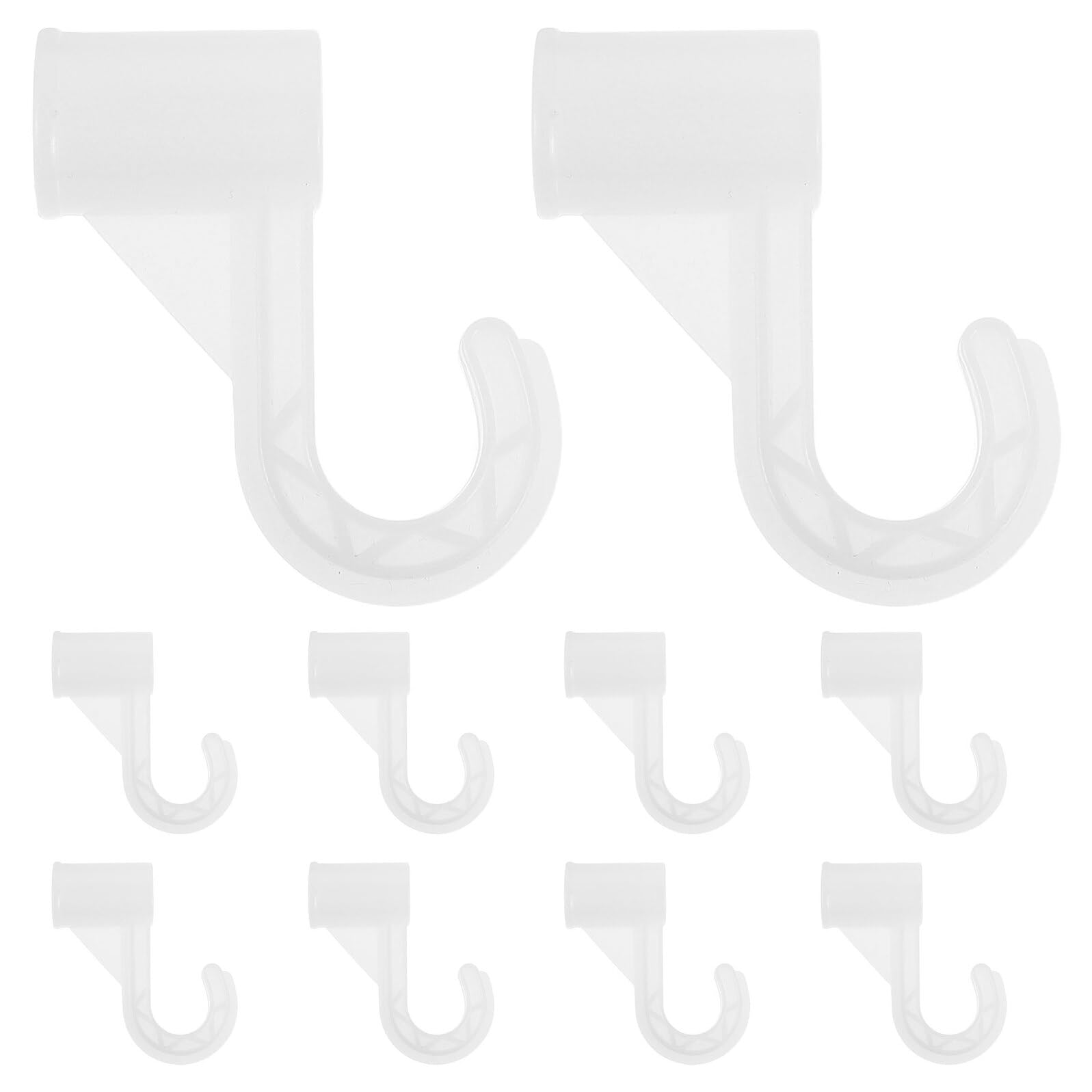 iplusmile 10 Soportes Blancos para Barra de Armario de 19mm de Diámetro, Ganchos de Plástico sin Herramientas para Armarios de Dormitorio y Montaje en Riel