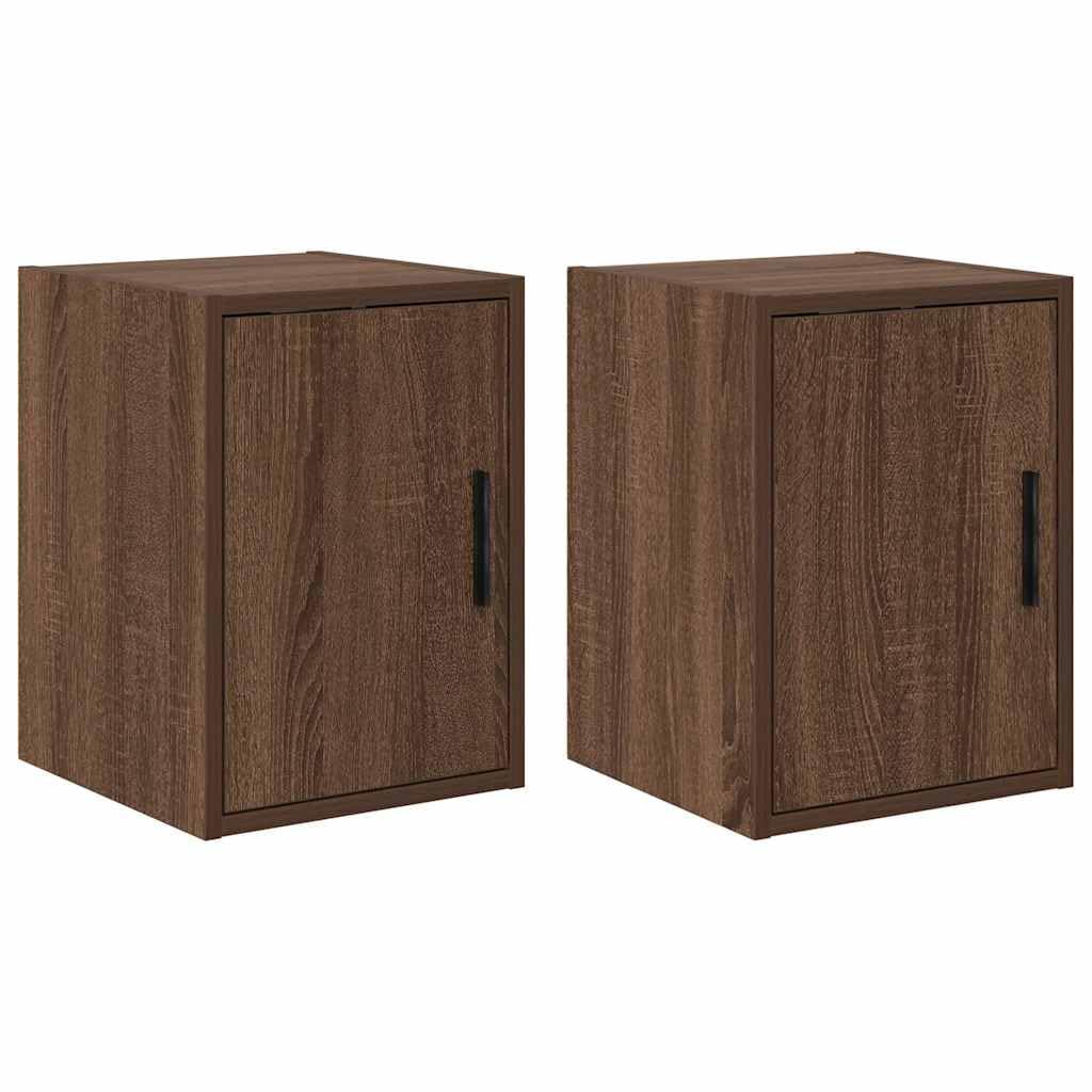 vidaXL Garage Wall Cabinets 2 pcs Brown Oak Engineered Wood, cabinet, garage wall cupboard, wall mounted tool cabinet, garage storage cabinet