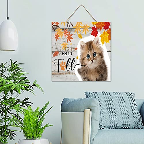 Plaque en bois décorative Hello Fall - Style Naturel en Bois 30,5 cm