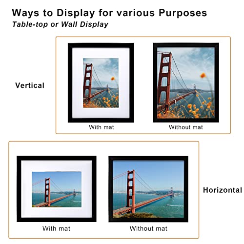 Kinlink 8X10 Picture Frames Black, Photo Frames With Real Glass For Picture 5X7 With Mat Or 8X10 Without Mat, Composite Wood Picture Frames For Table Top And Wall Mounting, Set Of 4 #TOP3