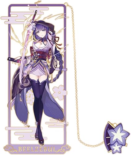 Genshin Impact - Marcapáginas de metal de anime, gran regalo para fanáticos del juego, lectores, amigos o profesores Raiden Shogun