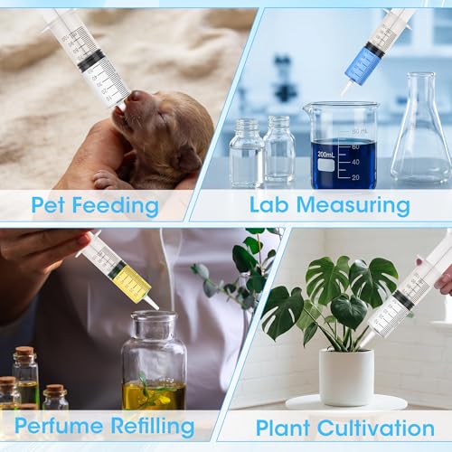 Image of 3 Pack 100mL Syringes, Large Plastic Syringe with Tip Adapter for Liquid, Dispensing, Watering, Scientific Labs,Measuring