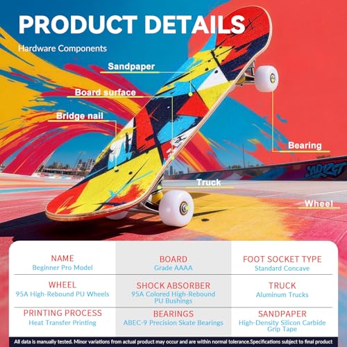 Image of Casual Graffiti Professional Double Kick Skateboard, 31 inch Maple Deck, ABEC-11 Bearings, 95A PU Wheels