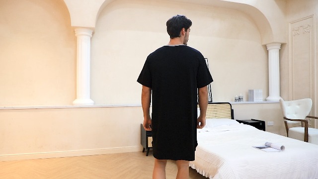 Uniexcosm Chemise De Nuit à Manches Courtes Pour Homme - Col Rond - Pyjama Une Pièce - Confortable - Avec Boutonnière Et Poche De Poitrine, Bleu Marine, XL