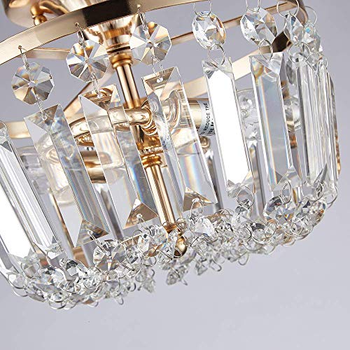 image for MonDaufie Gold Mini Crystal Chandelier,Closet Chandelier Gold,Mini Flu