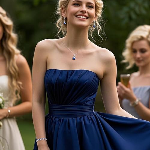 BriLove Jewelry Set for Bride, Sparkling Water Drop Cubic Zirconia Crystal Pendant Necklace Leverback Earrings Tennis Bracelet Adjustable Ring Gift for Wedding/Birthday/Mother's Day/Christmas2