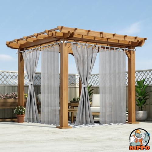 Image of HIPPO HDPE Outdoor Loop Curtains Sun Blocking, UV Protection, Light-Filtering for Garden Balcony Curtain, 150 GSM (Light-Grey, 3FTX9FT, 1PC)