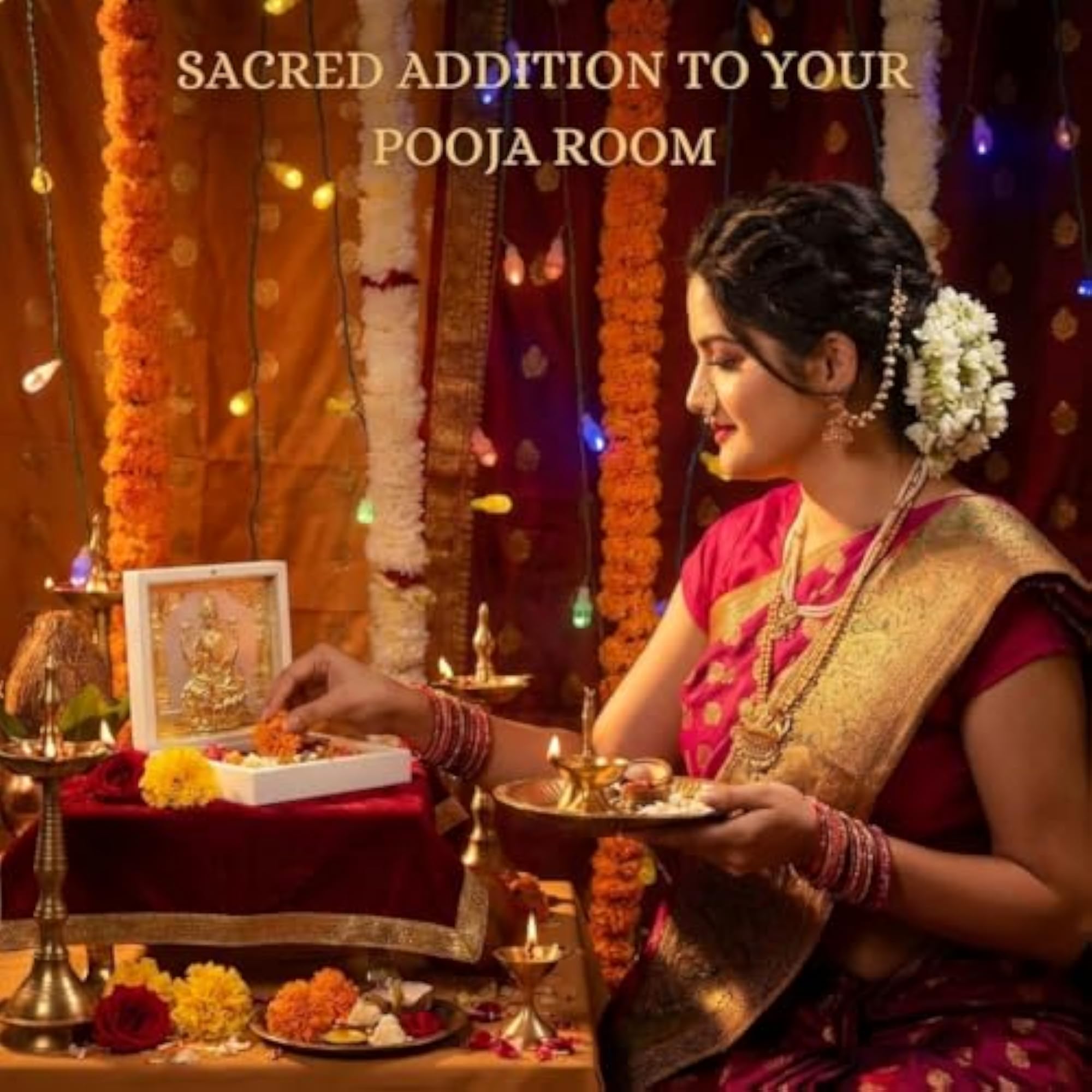 Gold Plated Laxmi Pocket Temple for Pooja Room
