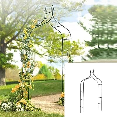 Thorise 8.3 Ft H x 4.6 Ft W Metal Pergola Arbor for Various Climbing Plant Wedding Garden Arch Bridal Party Decoration Wide Arbor