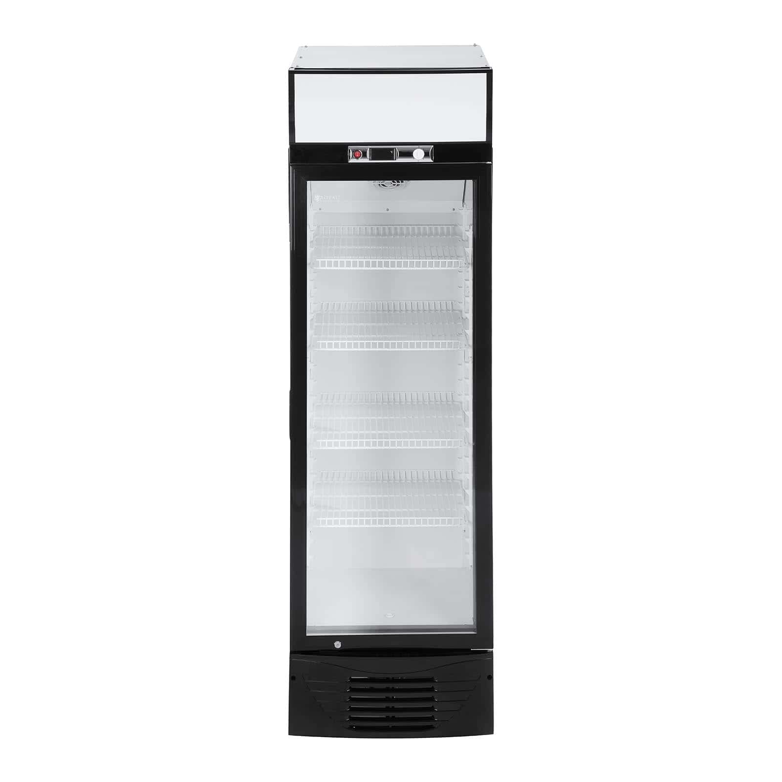 Royal Catering Nevera Expositora Para Bebidas RCGK-W278 (278 L, 210 W, 4 estantes, Puerta de cristal batiente con cerradura, Rango de temperatura 2–8 °C)