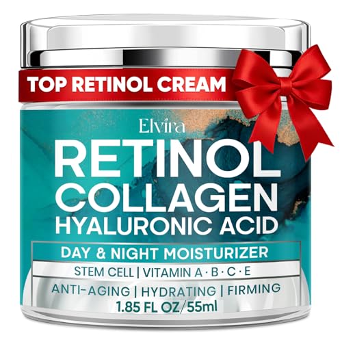 Elvira Retinol Anti Aging Face Moisturizer- Collagen Cream With Stem Cell & Hyaluronic Acid, Instant Face Lift Cream for Skin Tightening and Firming, Wrinkle Smoother for Women & Men, 1.85 Fl Oz