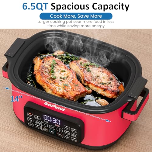 12-in-1 Multicooker, 6.5QT Programmable Slow Cooker Roaster Oven - Image 4