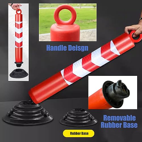 Poteau de signalisation routière amovible - Balise de sécurité pour une gestion efficace du trafic, borne flexible avec base en caoutchouc noir durable, idéale pour les garages, les parkings