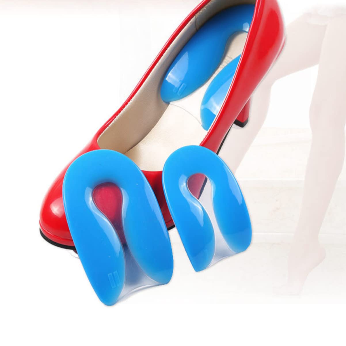 Gogogmee 2Pairs U Shaped Silicone Heel Cushion Inserts for Relief Comfortable Foot Support for Sports Shoes Boots and Casual Footwear