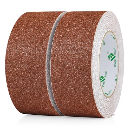 Cinta antideslizante marrón BOMEI PACK de 50mm x 10m para peldaños de escaleras en pack de 2 rollos