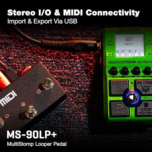 Image of Zoom MS-90LP+ MultiStomp Looper Pedal with 90-Minute Loops, 13-Hour Recording, High-Fidelity 32-Bit Float Audio, Backlit LCD, Rhythm Patterns, and MIDI, for Guitarists, Bassists, & Keyboardists