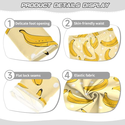 ALAZA Girls' Leggings Children's Yoga Pants Skinny Printed Dance Yellow Bananas Dots Comfortable 4T2