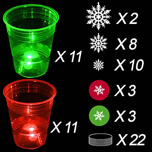 image for noveltymeme 22Pcs Christmas Glowing Pong Set Party Game Light Up Pong 
