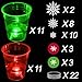 YHFUISK 22Pcs Christmas Glowing Pong Set Party Game Light Up Pong Cups for Christmas Party with 6 Snowflake Balls, 20 Decoration Plastic Snowflakes, Red&Green1
