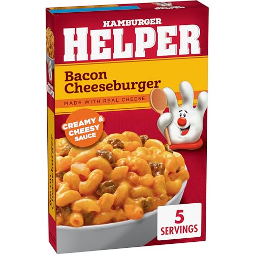 Image of Hamburger Helper Bacon Cheeseburger Pasta Meal (5.1 oz - 12 Pack) No Artificial Flavors, Ready in 3 Easy Steps, Quick Meals Perfect for Midweek Dinners, Busy Evenings & Families On-the-Go
