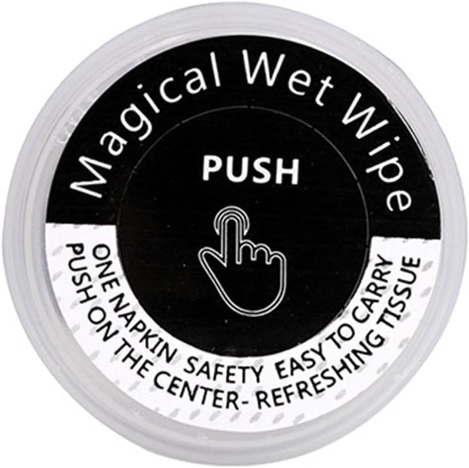 Magical Push Button Wet Wipe Tablet | Portable One-Handed Operation Compressed Tissue for Travel, Dining, and Car | Instant Refreshing Face and Hand Wipes. (Pack of 1)-image-45
