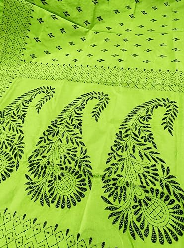 Image of SHRISTI CLOTHINGS Women's Hand Embroidered Cotton Silk Kantha Stitch Saree with Blouse Piece (SB430324 LIGHTGREEND20)