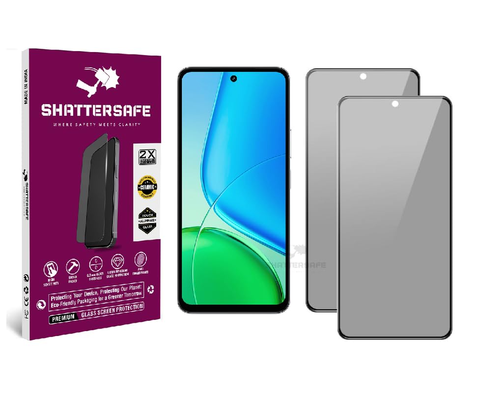 Image of Anti-Spy Privacy Tempered Glass Compatible For Vivo Y31 Pro 5G [Pack of 2]. 9H Hardness, Anti-Scratch, Edge-to-Edge Protection With Easy Installation Kit & Case Friendly Fit.