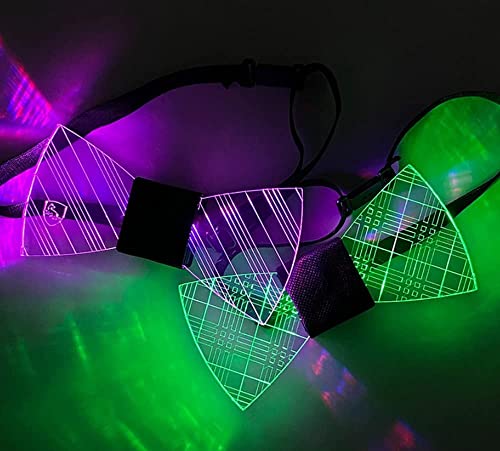 Cravate LED, Noeud Papillon Lumineux LED LED Light Up Bow Tie Réglable EL Fil LED Light Up Glowing Bowtie avec 7 Couleurs de Lueur (A)