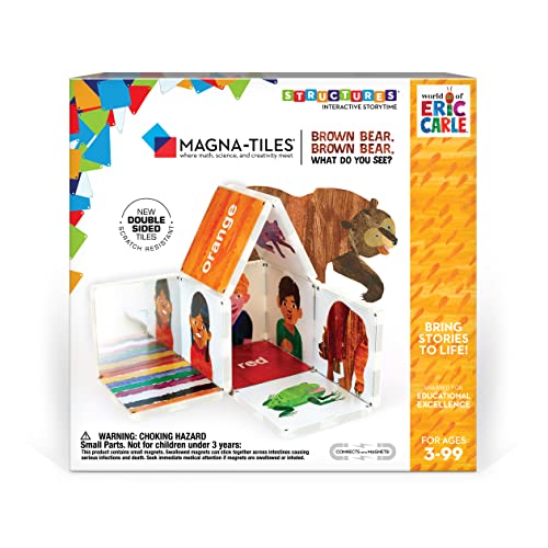 Image of CreateOn Magna-Tiles Brown Bear, What Do You See? (The Very Hungry Caterpillar) Set, Eric Carle Books for Kids’ Building Toys, Magnet-Tiles Toys for Ages 3+, 16 Pieces