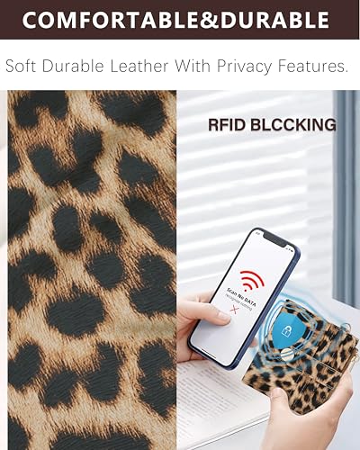Image of Keychain Wallet Wristlet for Women,RFID Small Leopard Wallet Women | Wallet Wristlet with Zipper Coin Pocket,Vegan Leather Card Wallets for Women, 2 ID Window,Gift